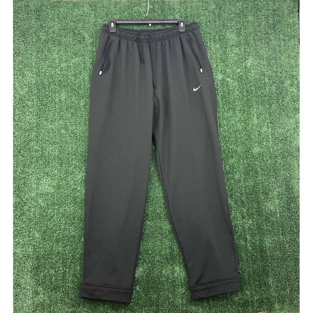 Nike Track Pants Black Windbreaker Track Swoosh Baggy Mens XL Zipper At Ankle